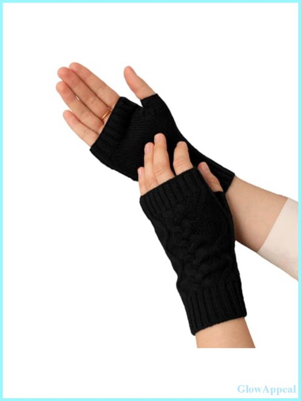 100% Cashmere Fingerless Gloves for Women Knitted Mittens Warm Winter Gift Box